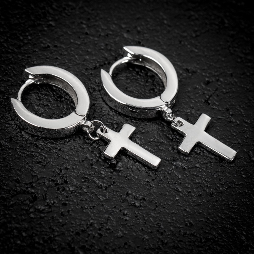 Sterling silver cross earrings